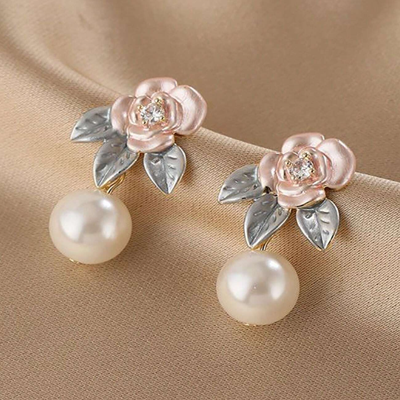 Elegant Faux Pearl Stud Earrings with Floral Design – Perfect for Daily Glamour or a Thoughtful Holiday Gift