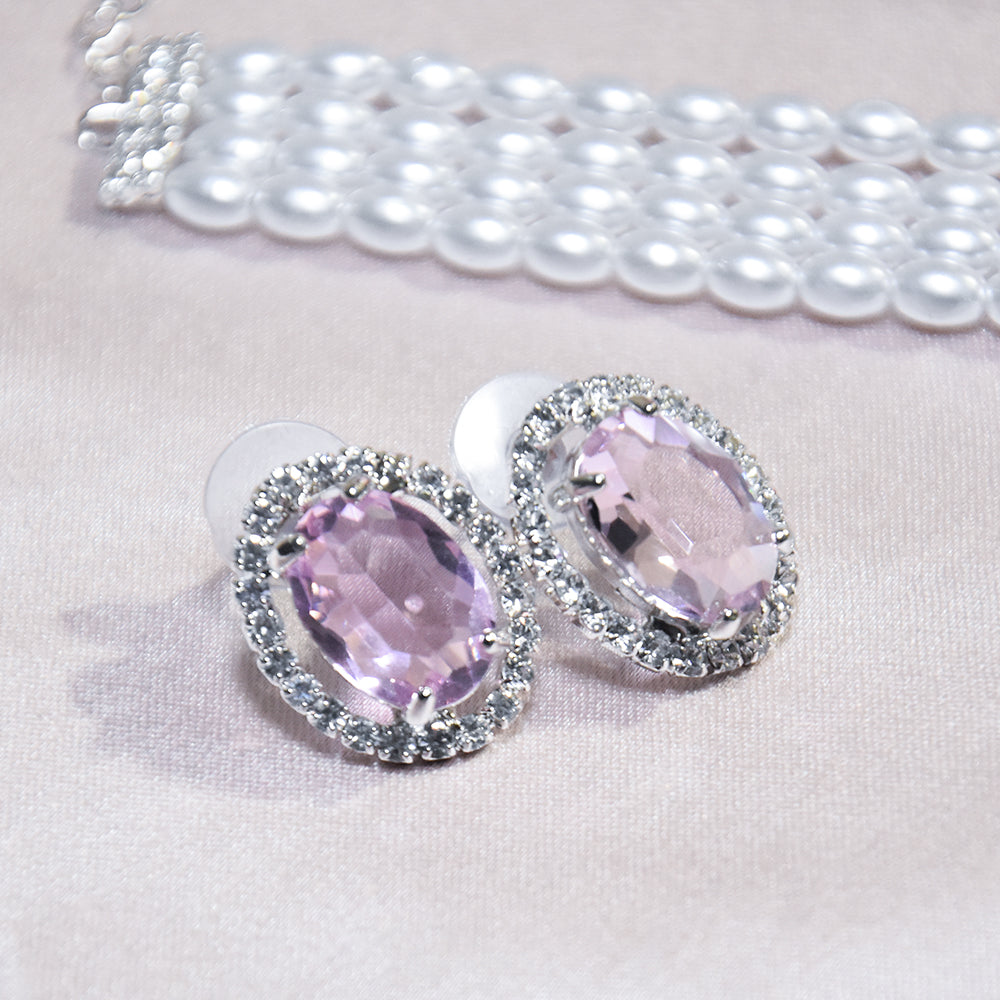 Classic pink stone and AD-studded pearl choker