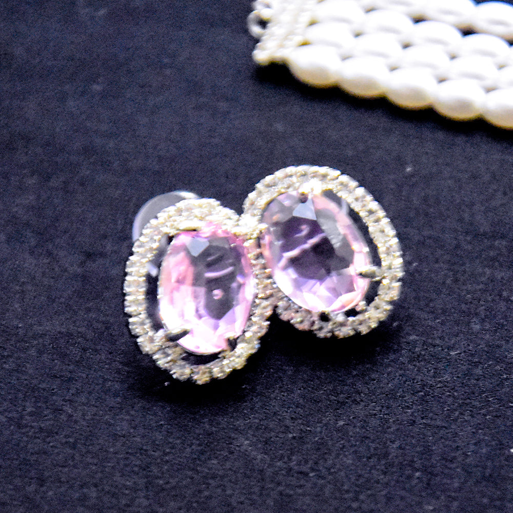 Classic pink stone and AD-studded pearl choker