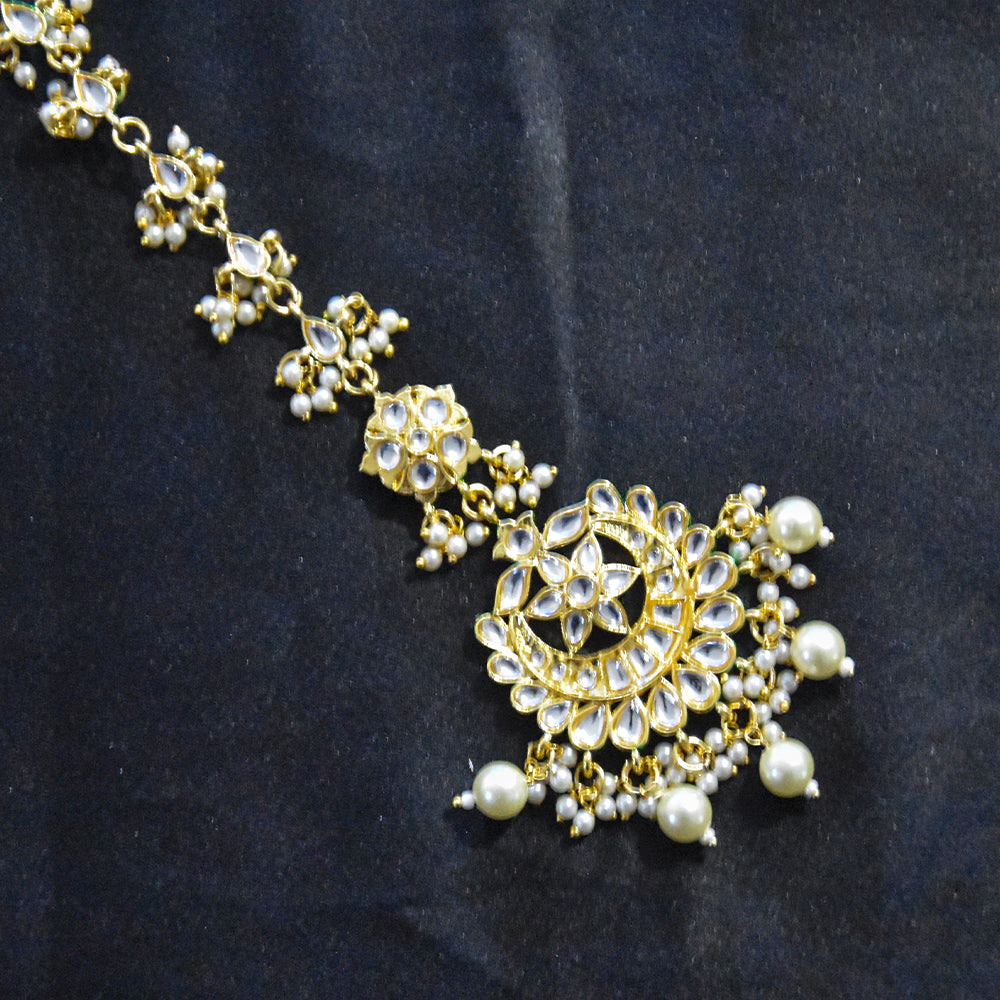 Traditional Pearl kundan Maang Tikka