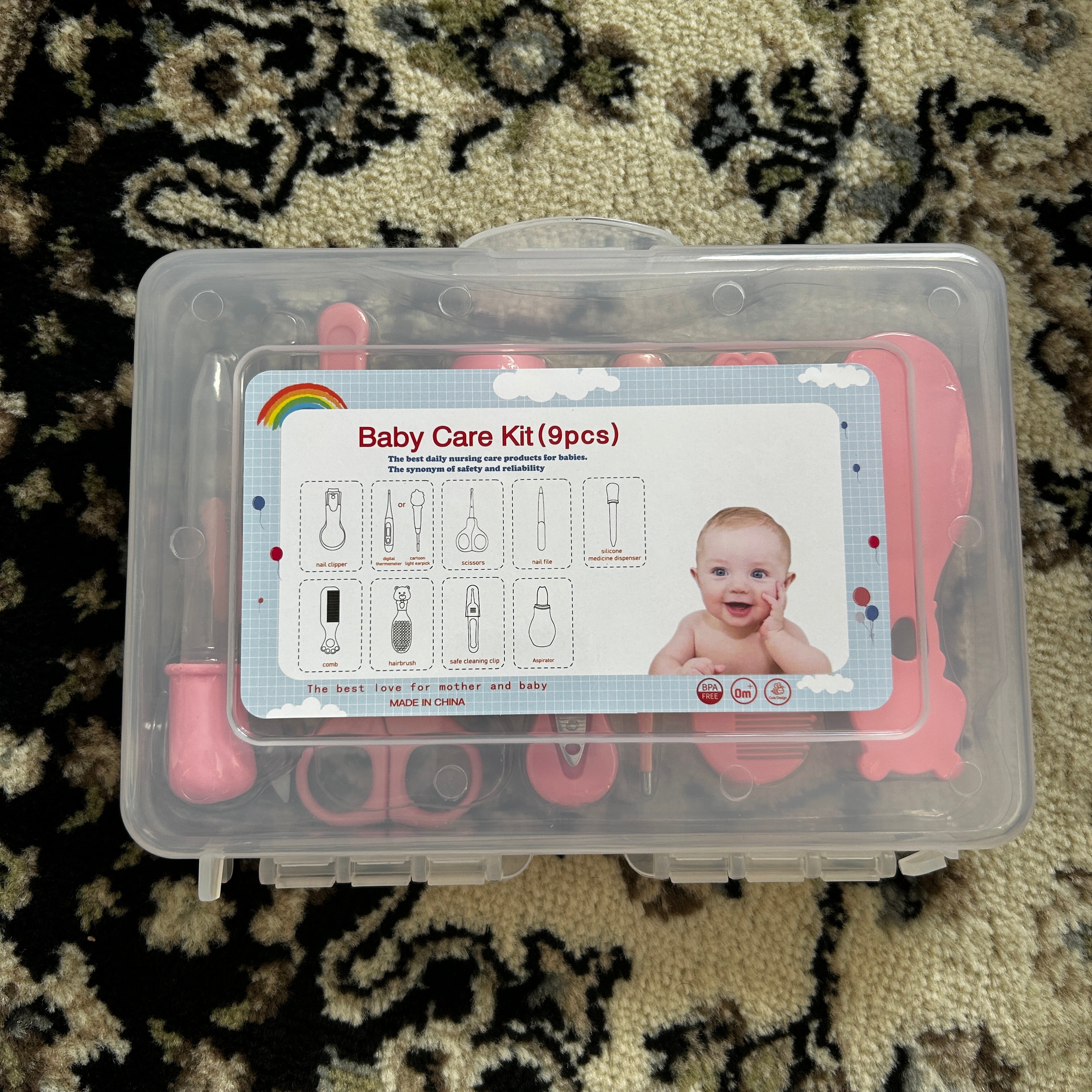 GentleCare Complete Baby Grooming Kit – Nail Clipper, Nasal Aspirator, Thermometer & More for Newborns and Toddlers(Assorted colors)