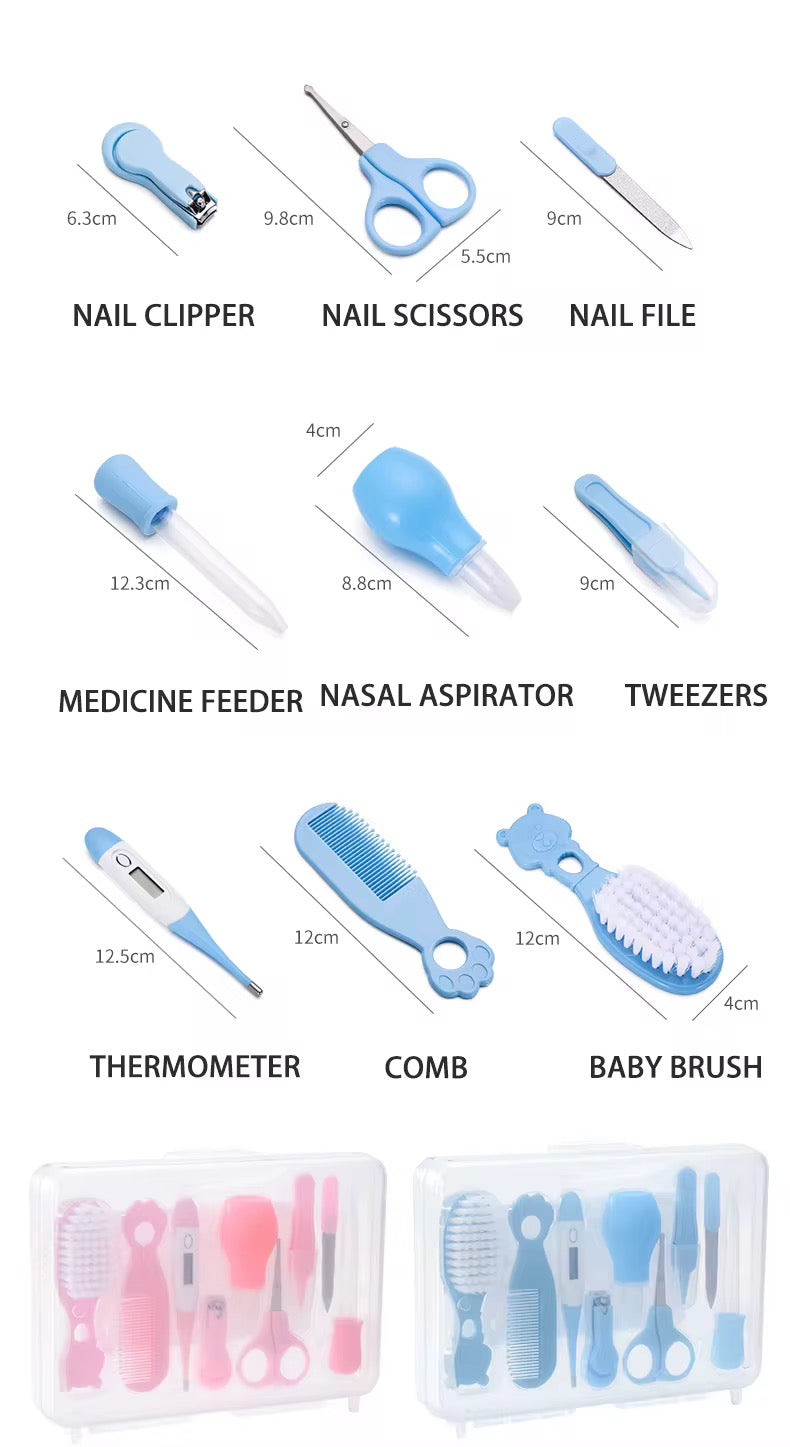 GentleCare Complete Baby Grooming Kit – Nail Clipper, Nasal Aspirator, Thermometer & More for Newborns and Toddlers(Assorted colors)