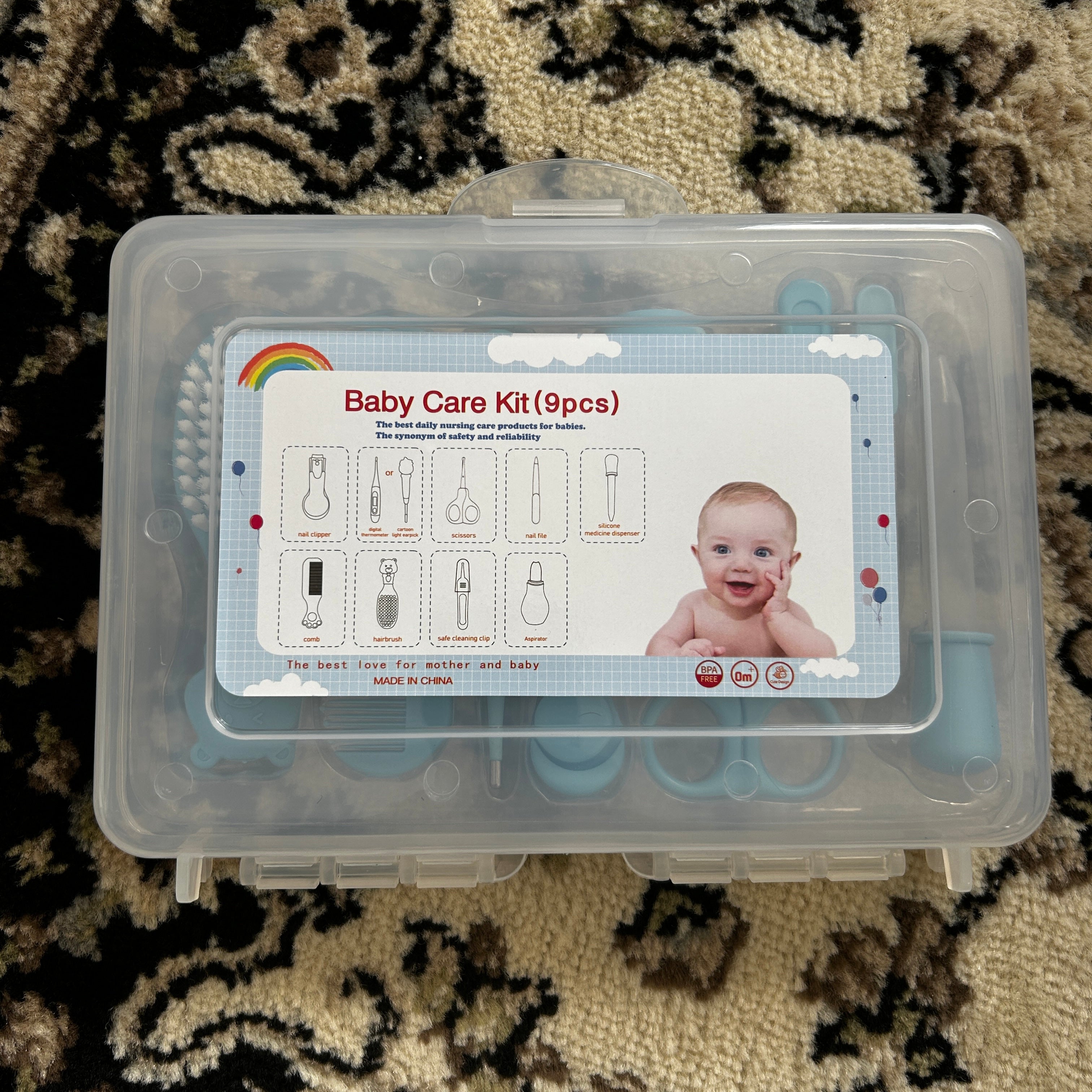 GentleCare Complete Baby Grooming Kit – Nail Clipper, Nasal Aspirator, Thermometer & More for Newborns and Toddlers(Assorted colors)