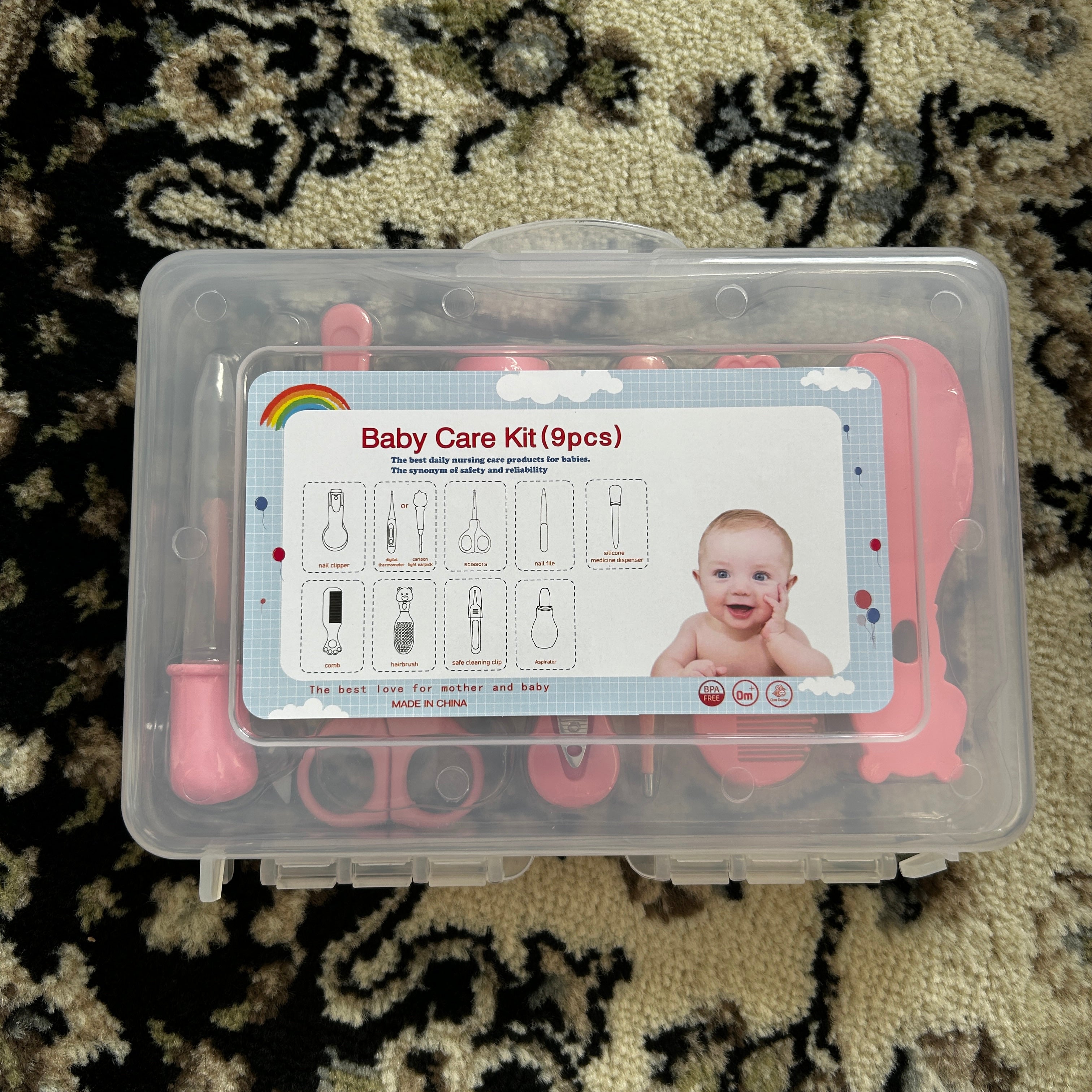 GentleCare Complete Baby Grooming Kit – Nail Clipper, Nasal Aspirator, Thermometer & More for Newborns and Toddlers(Assorted colors)