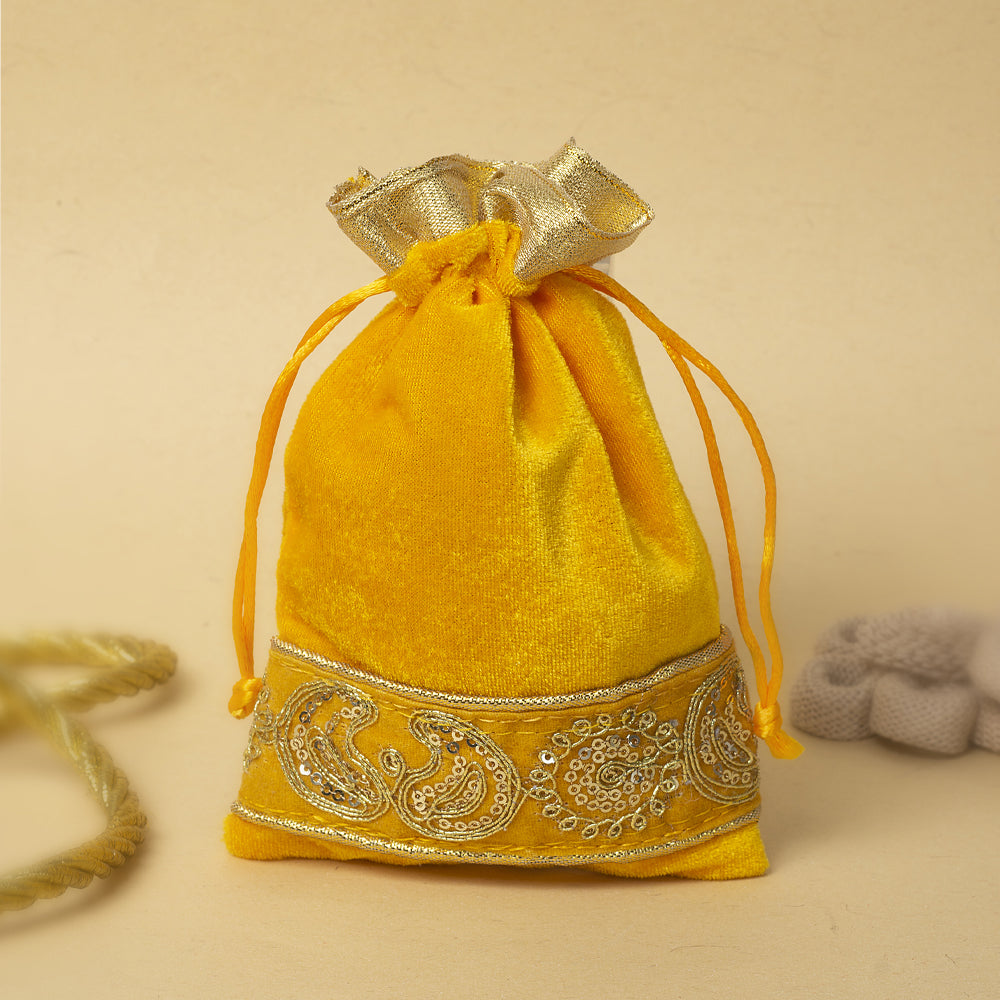 Velvet Potli-Yellow