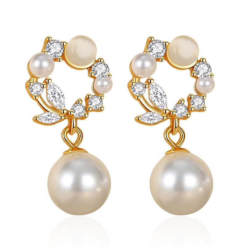 Exquisite Mermaid-Inspired Ear Studs for Women | Elegant Faux Pearl & Rhinestone Accents with Delicate Design