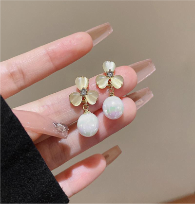 Elegant White Flower Earrings for Women | Artificial Pearl Jewelry Accessories for Ladies