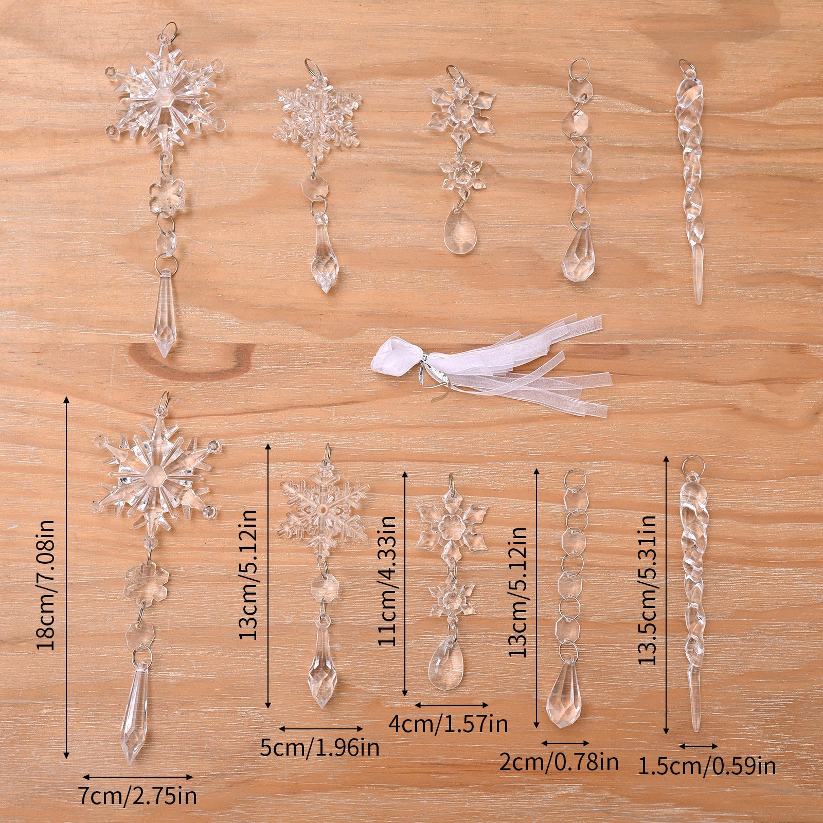 10pcs Acrylic Ice Strip Christmas Ornaments - Hanging Pendants ❄️🎄