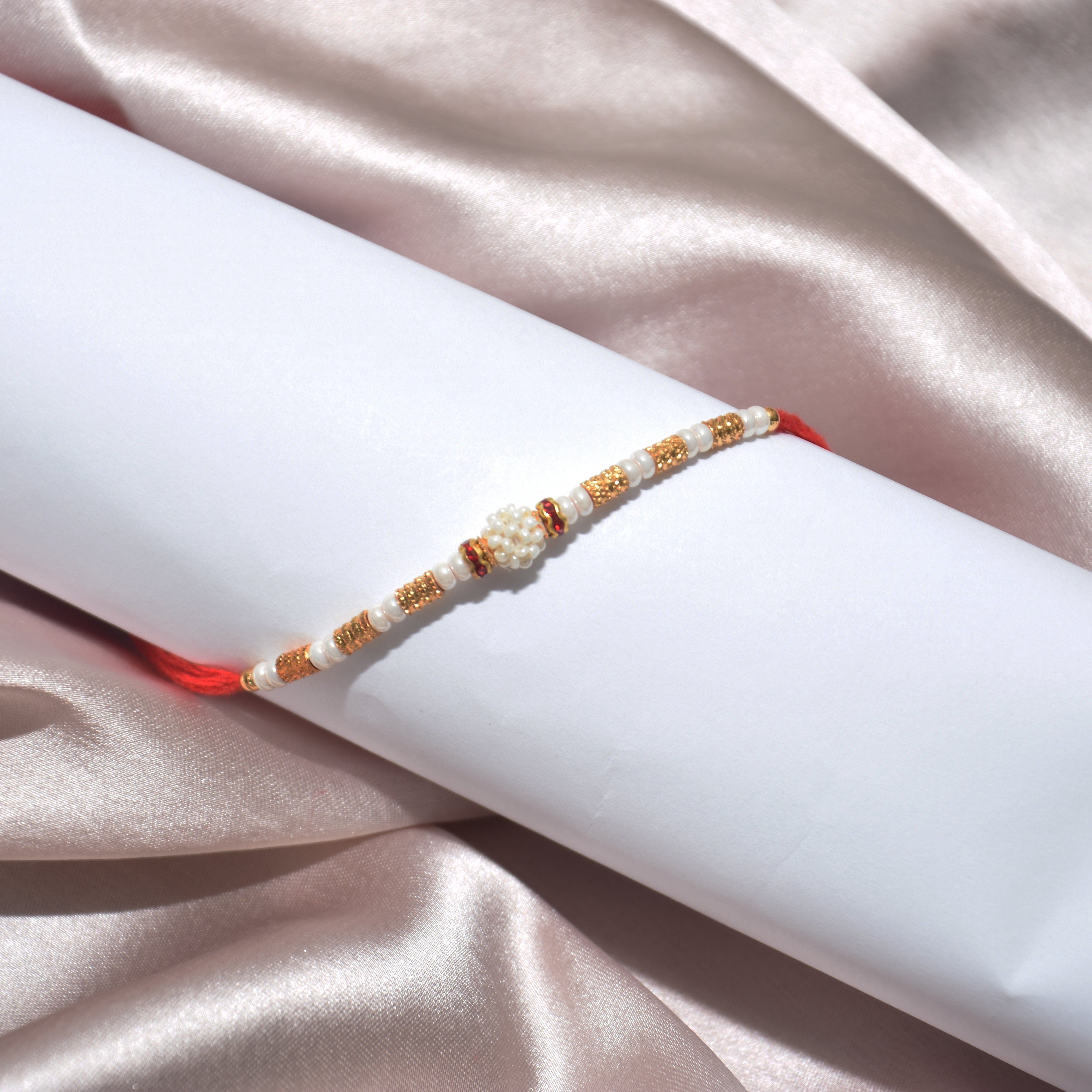 White Flower Pearl - Designer Rakhi