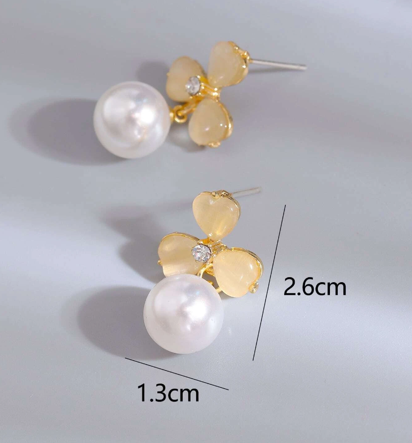 Elegant White Flower Earrings for Women | Artificial Pearl Jewelry Accessories for Ladies