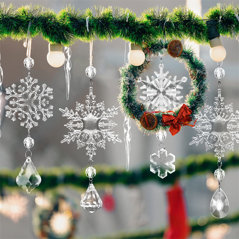 10pcs Acrylic Ice Strip Christmas Ornaments - Hanging Pendants ❄️🎄