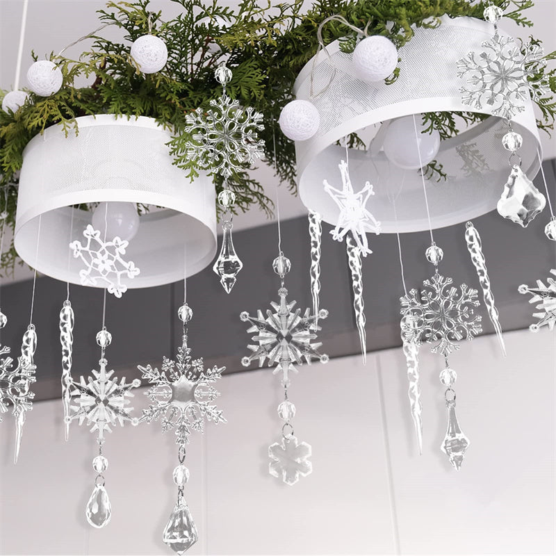 10pcs Acrylic Ice Strip Christmas Ornaments - Hanging Pendants ❄️🎄