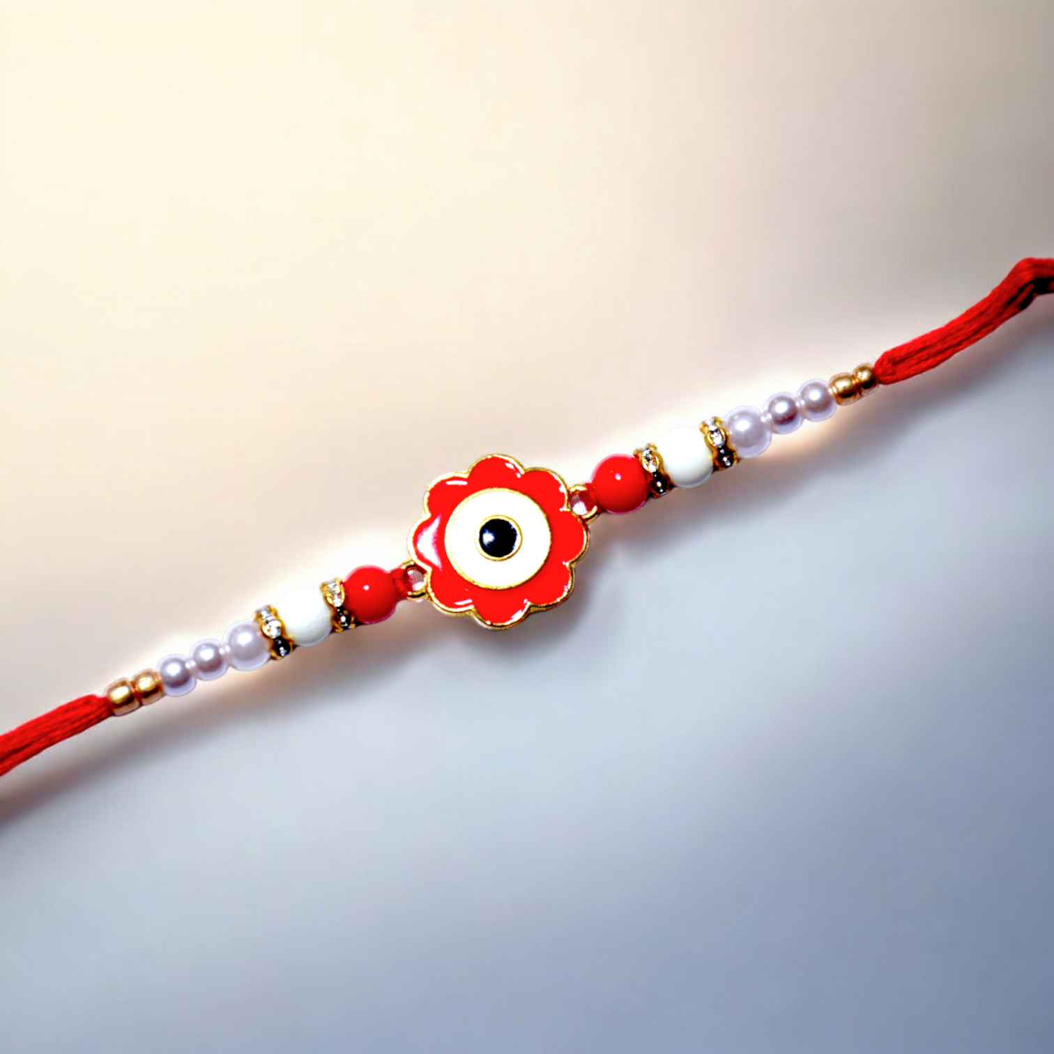 Red and White Flower Rakhi