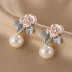 Elegant Faux Pearl Stud Earrings with Floral Design – Perfect for Daily Glamour or a Thoughtful Holiday Gift