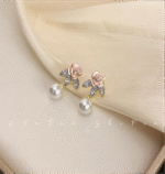 Elegant Faux Pearl Stud Earrings with Floral Design – Perfect for Daily Glamour or a Thoughtful Holiday Gift - Image 3
