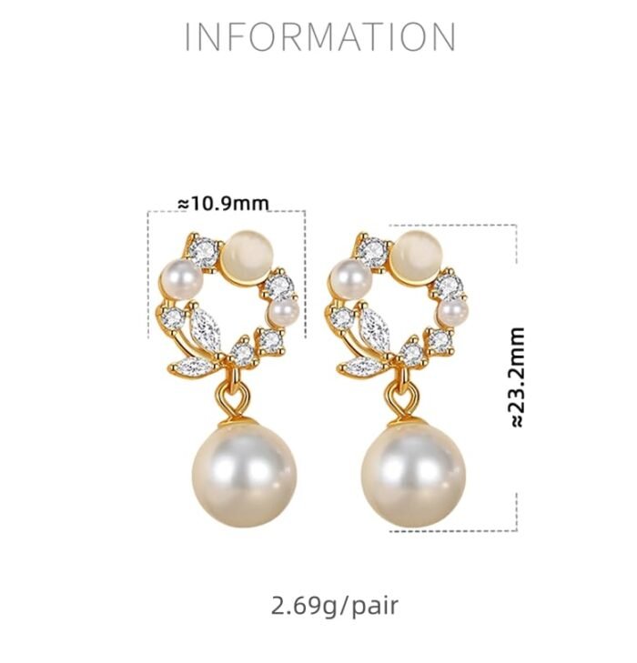 Exquisite Mermaid-Inspired Ear Studs for Women | Elegant Faux Pearl & Rhinestone Accents with Delicate Design - Image 5