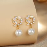 Exquisite Mermaid-Inspired Ear Studs for Women | Elegant Faux Pearl & Rhinestone Accents with Delicate Design - Image 2