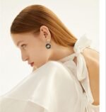 Shiny Camellia Dangle Earrings | Corrosion-Resistant Alloy Statement Earrings for Travel - Image 3