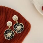 Shiny Camellia Dangle Earrings | Corrosion-Resistant Alloy Statement Earrings for Travel - Image 2