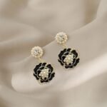 Shiny Camellia Dangle Earrings | Corrosion-Resistant Alloy Statement Earrings for Travel - Image 4
