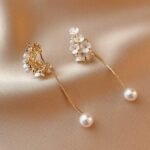 Dainty Floral Blossom Bead Long Dangle Earrings for Women | Elegant Flower Design Studs