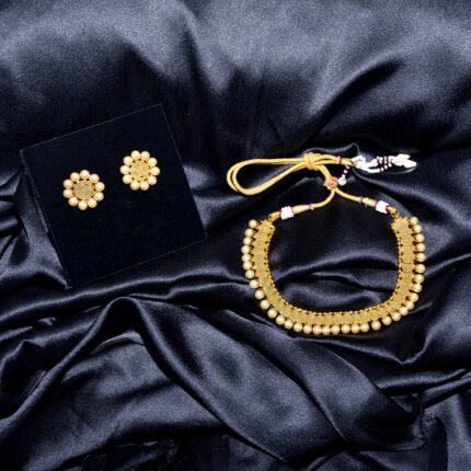 Gold Plated Coin Choker necklace with Pearls
