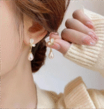Elegant White Flower Earrings for Women | Artificial Pearl Jewelry Accessories for Ladies - Image 5