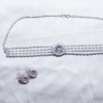 Classic pink stone and AD-studded pearl choker