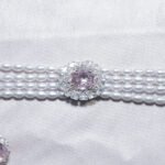 Classic pink stone and AD-studded pearl choker - Image 3
