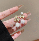 Elegant White Flower Earrings for Women | Artificial Pearl Jewelry Accessories for Ladies - Image 6