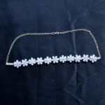 Rhodium Plated Silver American Diamond Studded Flower Shaped Neckalce - Image 3