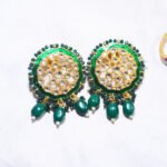 Green Multistrand Crystal Beads & Kundan Choker Necklace with Mang tikka - Image 2
