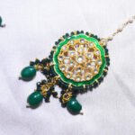 Green Multistrand Crystal Beads & Kundan Choker Necklace with Mang tikka - Image 3