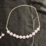 Rhodium Plated Silver American Diamond Studded Flower Shaped Neckalce - Image 4