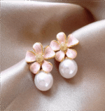 Elegant Flower Faux Pearl Earrings | Perfect Bridal Earrings & Suitable for Daily Wear
