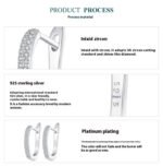 Sterling Silver S925 Simple Zircon Ear Clip White Gold Plated Smooth - Image 5