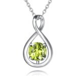 Birthstone Octagonal Pendant Sterling Silver Zircon Four Claw Necklace - Image 4