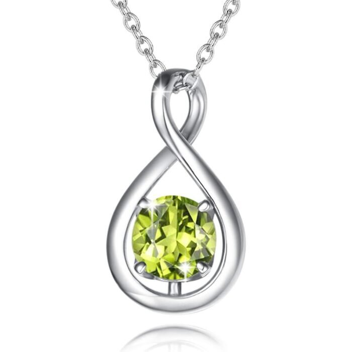 Birthstone Octagonal Pendant Sterling Silver Zircon Four Claw Necklace - Image 4