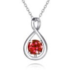 Birthstone Octagonal Pendant Sterling Silver Zircon Four Claw Necklace - Image 7