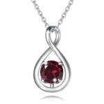 Birthstone Octagonal Pendant Sterling Silver Zircon Four Claw Necklace - Image 10