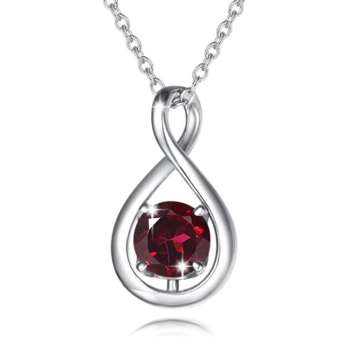 Birthstone Octagonal Pendant Sterling Silver Zircon Four Claw Necklace - Image 10