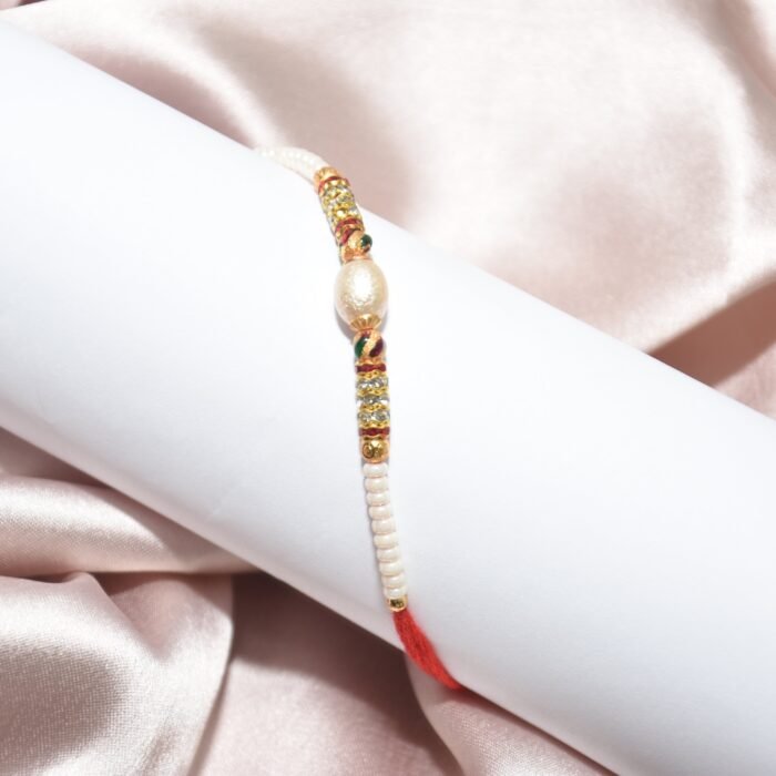 Pearl Designer - White Pearl Mauli Rakhi - Image 1