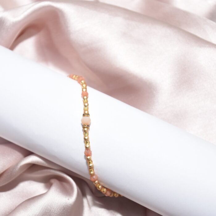 Designer - Pink and White Small Pearl Rakhi - Image 1