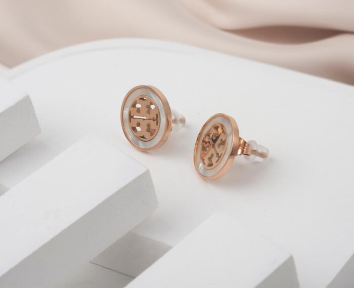 White Tory Bruch Studs Earrings - Image 1