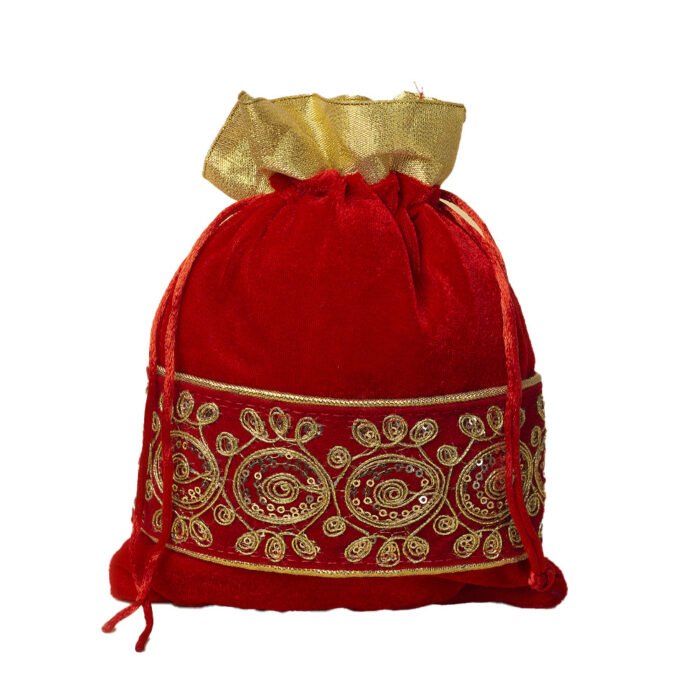 Velvet Potli- Red - Image 2