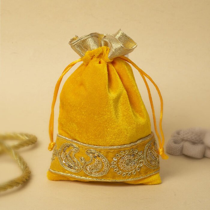 Velvet Potli-Yellow - Image 1