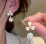 Elegant White Flower Earrings for Women | Artificial Pearl Jewelry Accessories for Ladies - Image 4