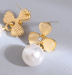 Elegant White Flower Earrings for Women | Artificial Pearl Jewelry Accessories for Ladies - Image 3