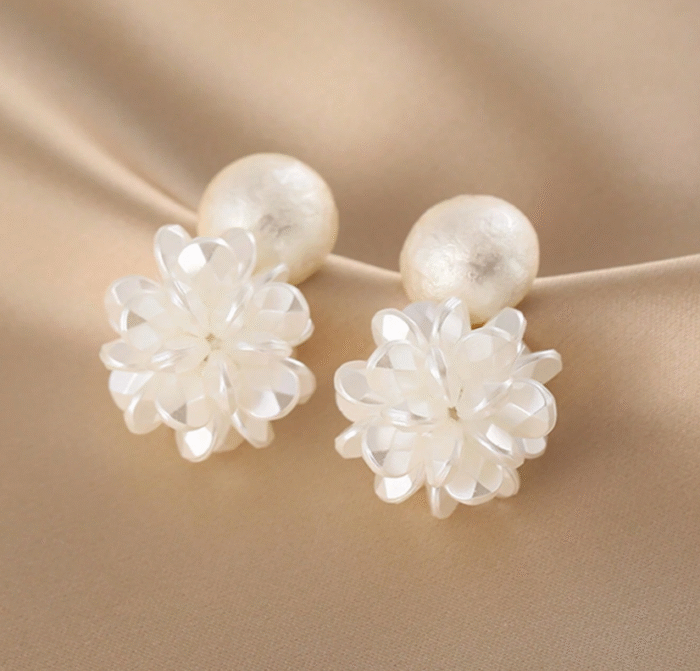 Elegant Flower Design Crystal Earrings | Fashionable Jewelry for Party & Banquet Outfits - Image 1
