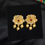 Traditional Gold Plated matt finish Choker with Kundan - Image 2